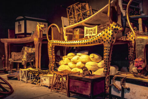 BRATISLAVA, SLOVAKIA - DECEMBER 14: King Tut tomb and treasures at the Tutankhamun exhibition on December 14, 2014 in Bratislava